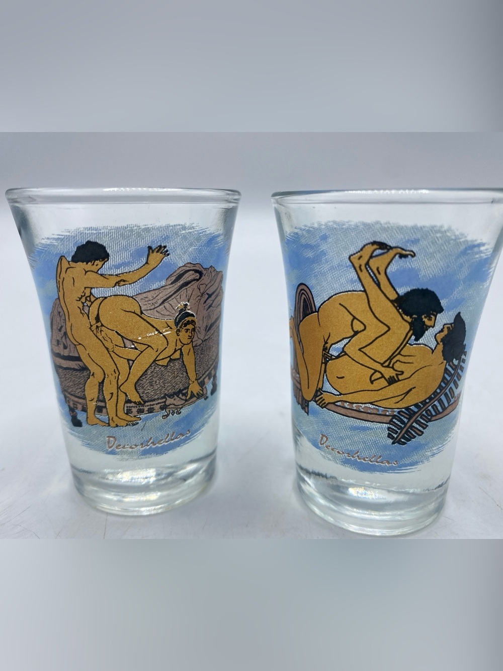 Ancient Greece Sex position shot glasses set of 2 Erotic